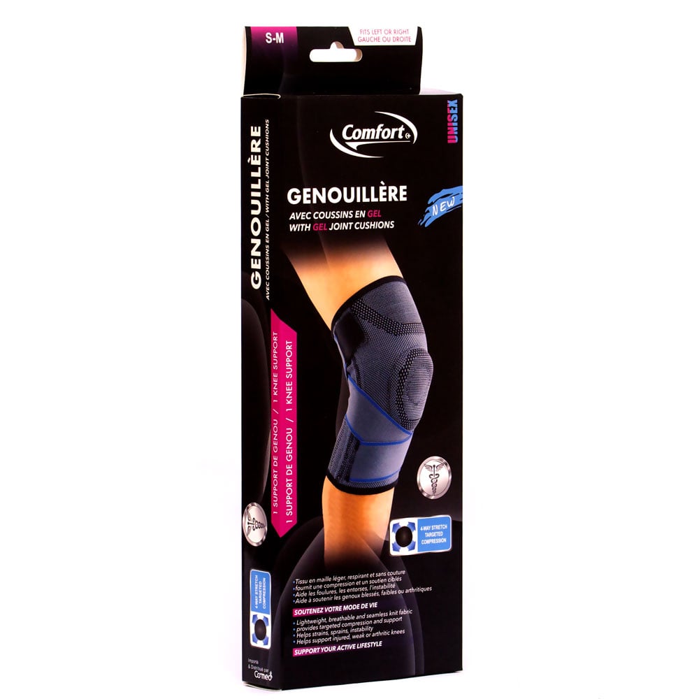 Genouillère avec coussinet en gel rotulien et stabilisateurs latéraux / Comfort