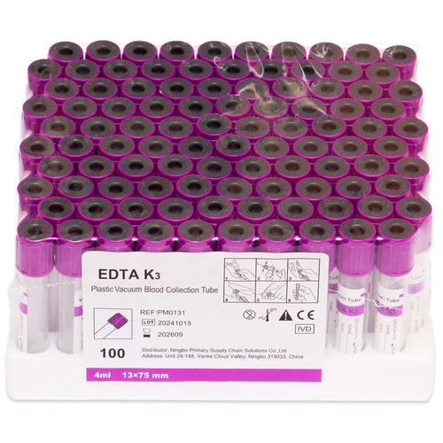 100 Tubes de prélèvement EDTA / KDIM